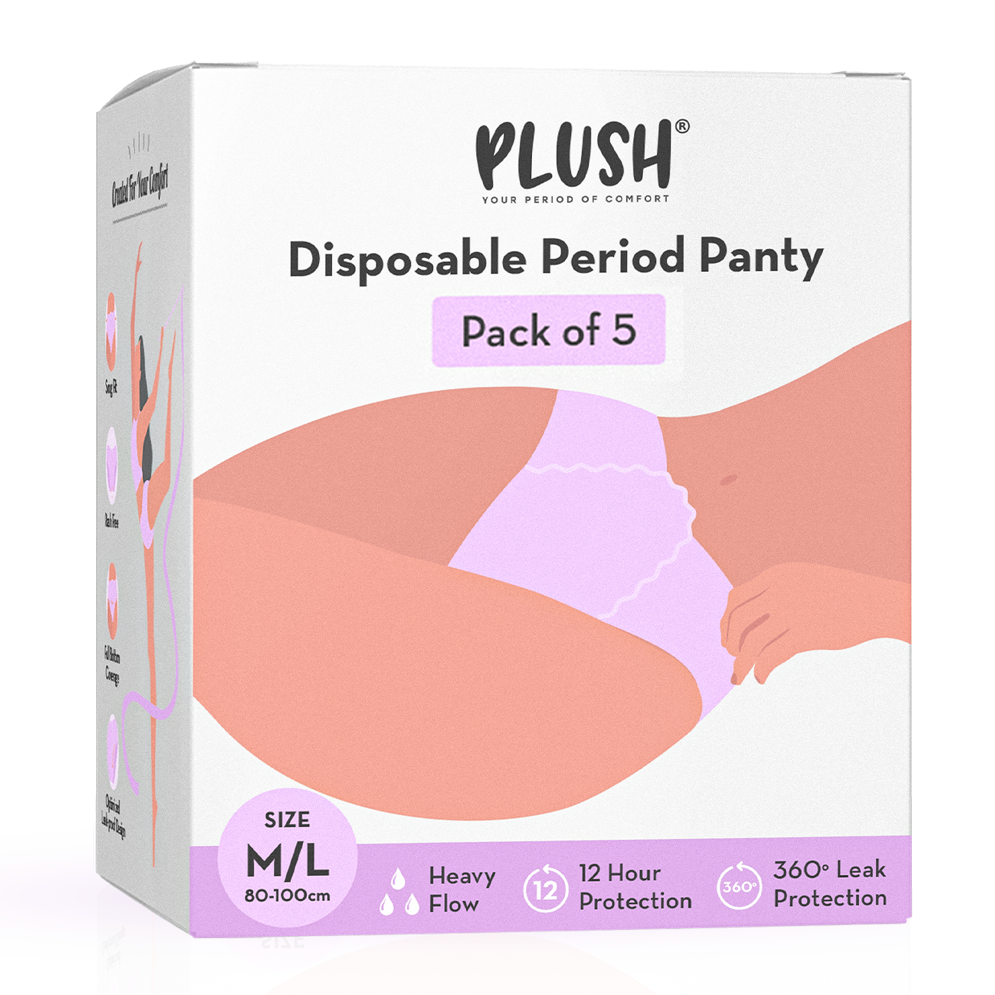 Disposable Period Panty (Pack of 5) with Super Absorbent Pad for
